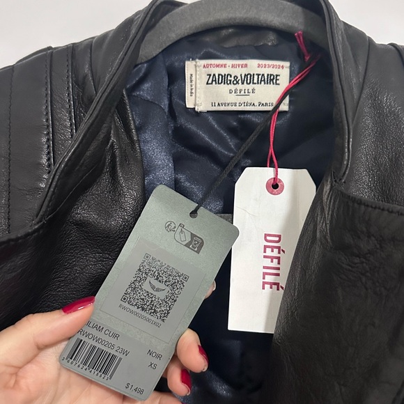 NWT Zadig Leather Jacket -Blouson Liliam Cuir - Picture 9 of 9